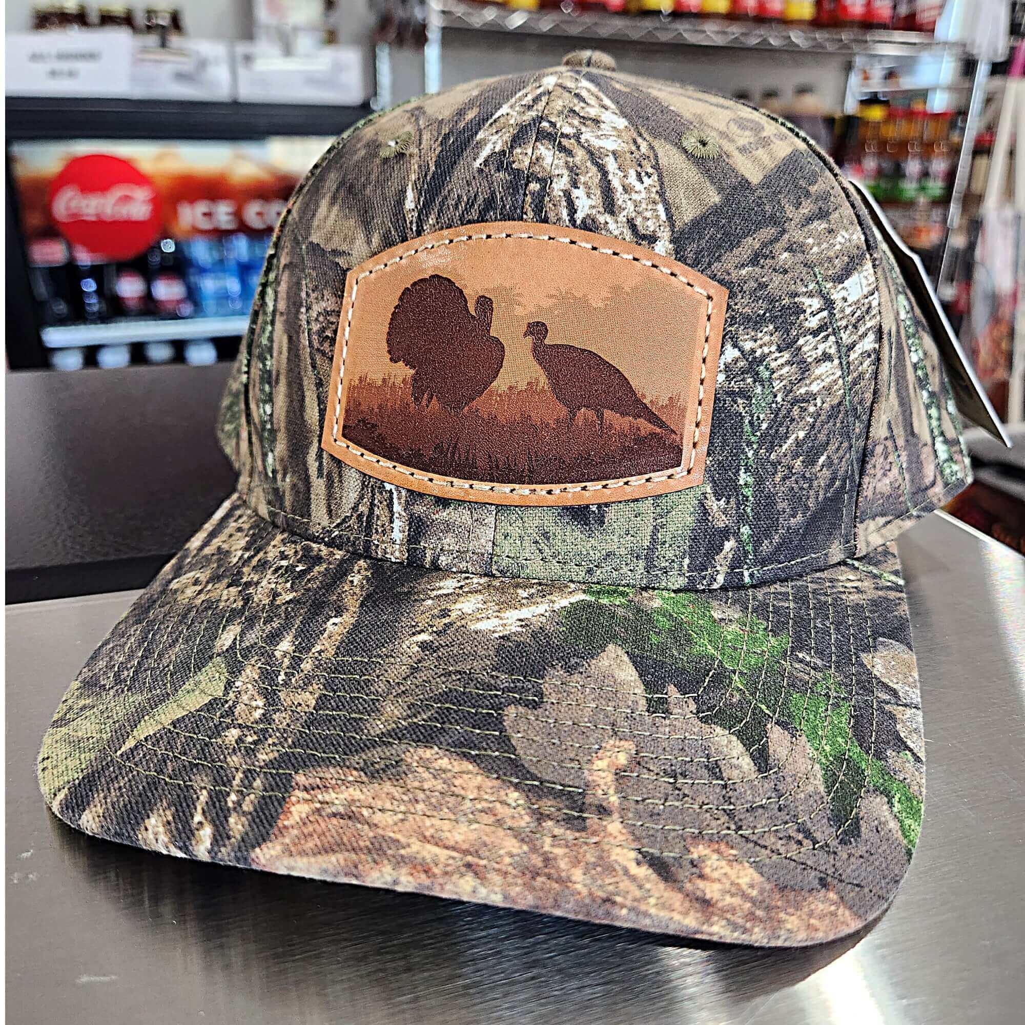 Hat Turkey Hunting with US Flag Grey/White Mesh