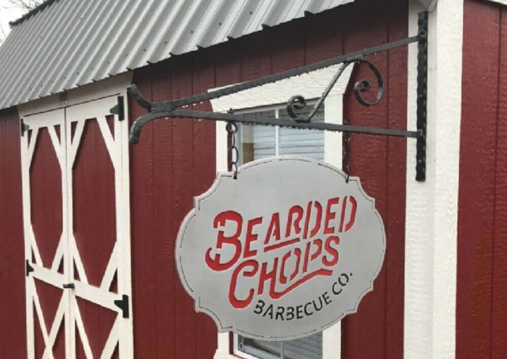 Bearded Chops Custom Metal Logo Sign with Custom Bracket