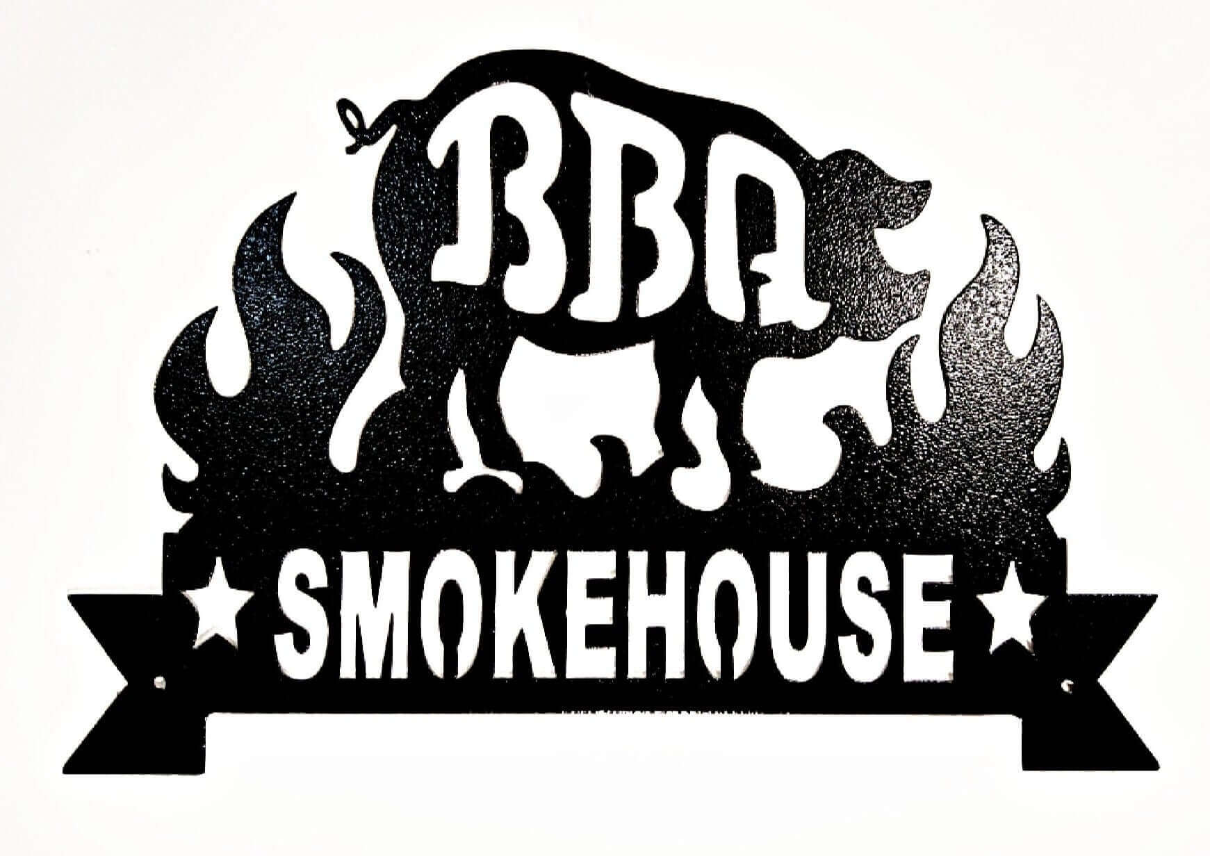 BBQ Smokehouse Pig Metal Sign