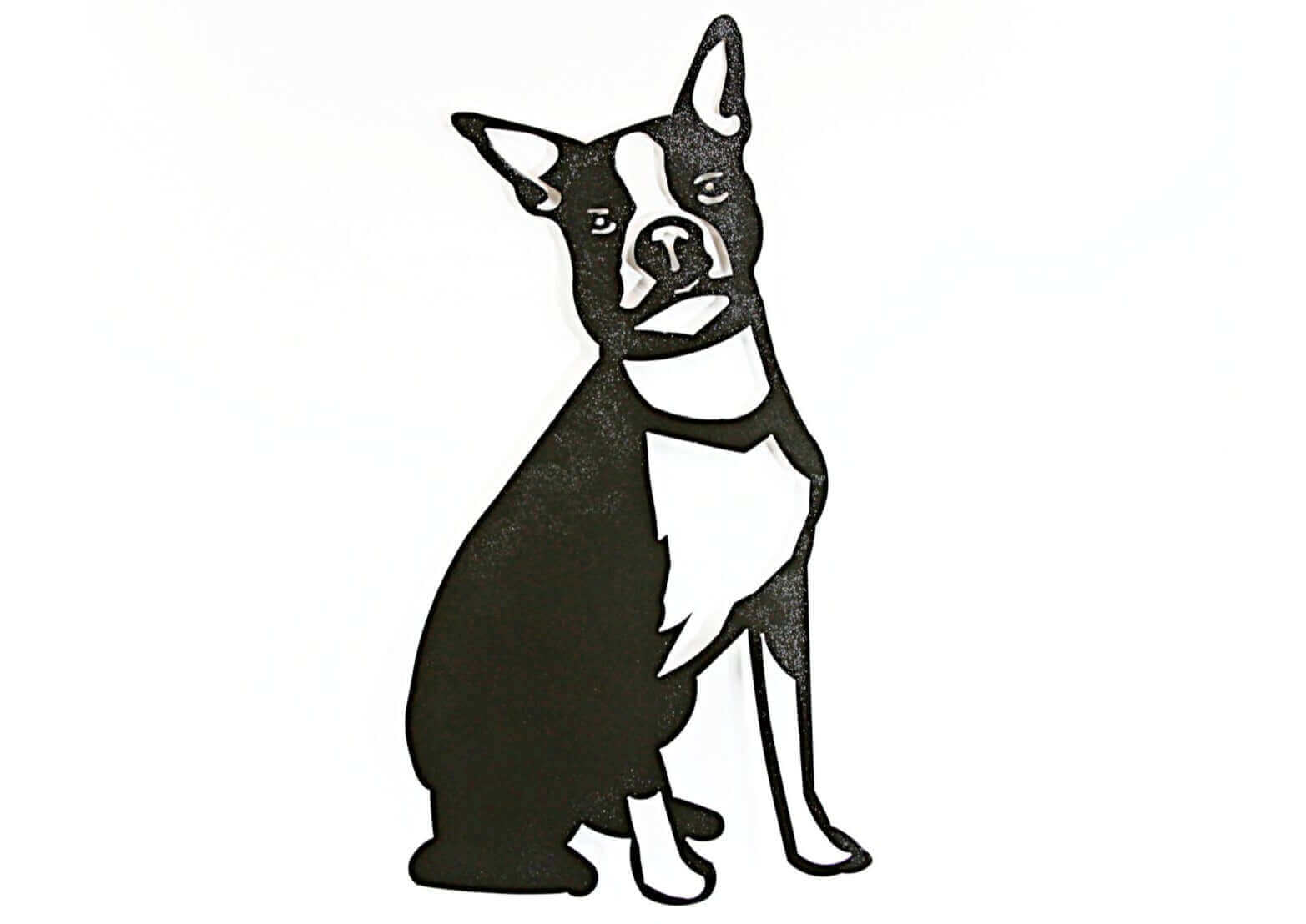 Boston Terrier Sitting Metal Sign