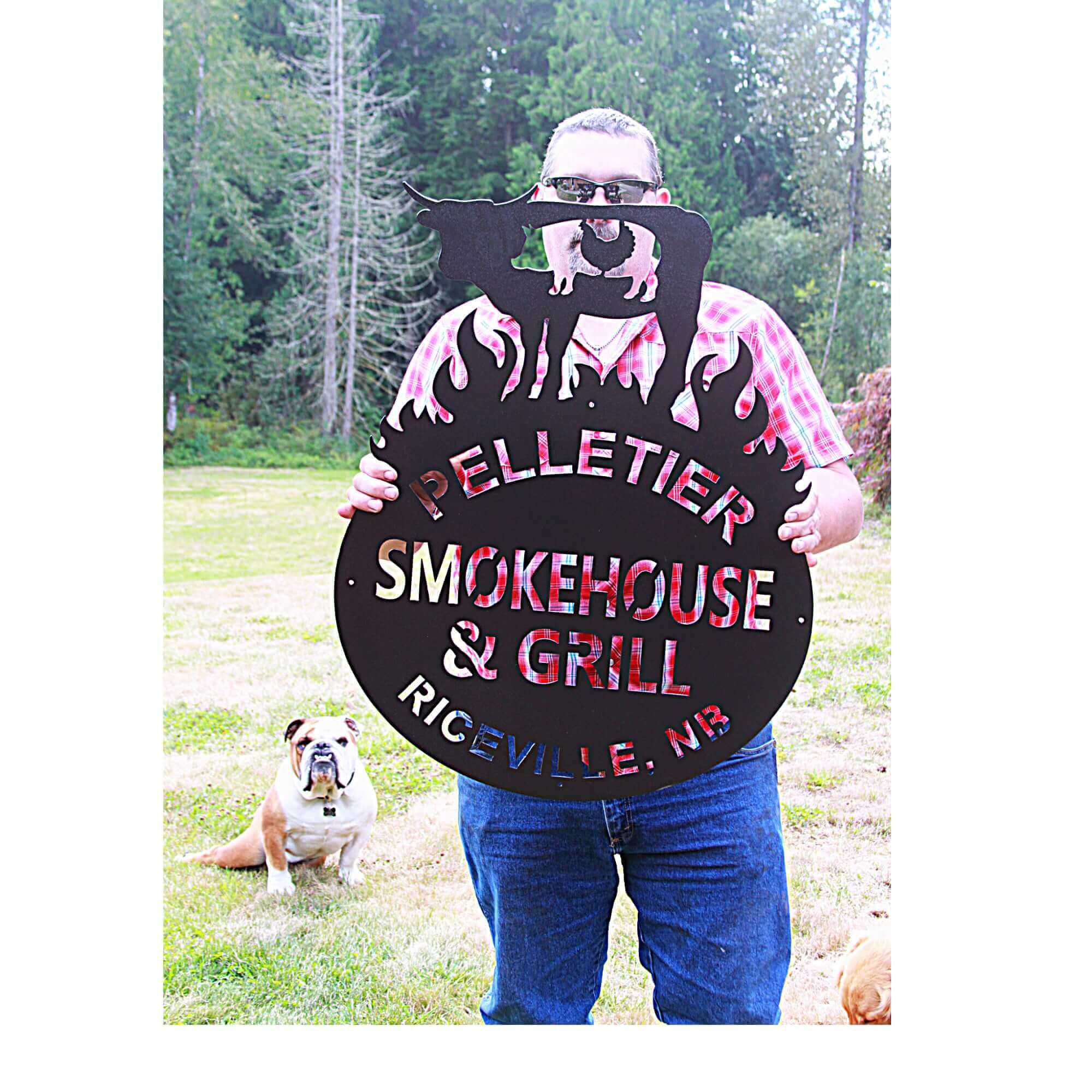 Smokehouse  with Flames Metal Barbecue Sign