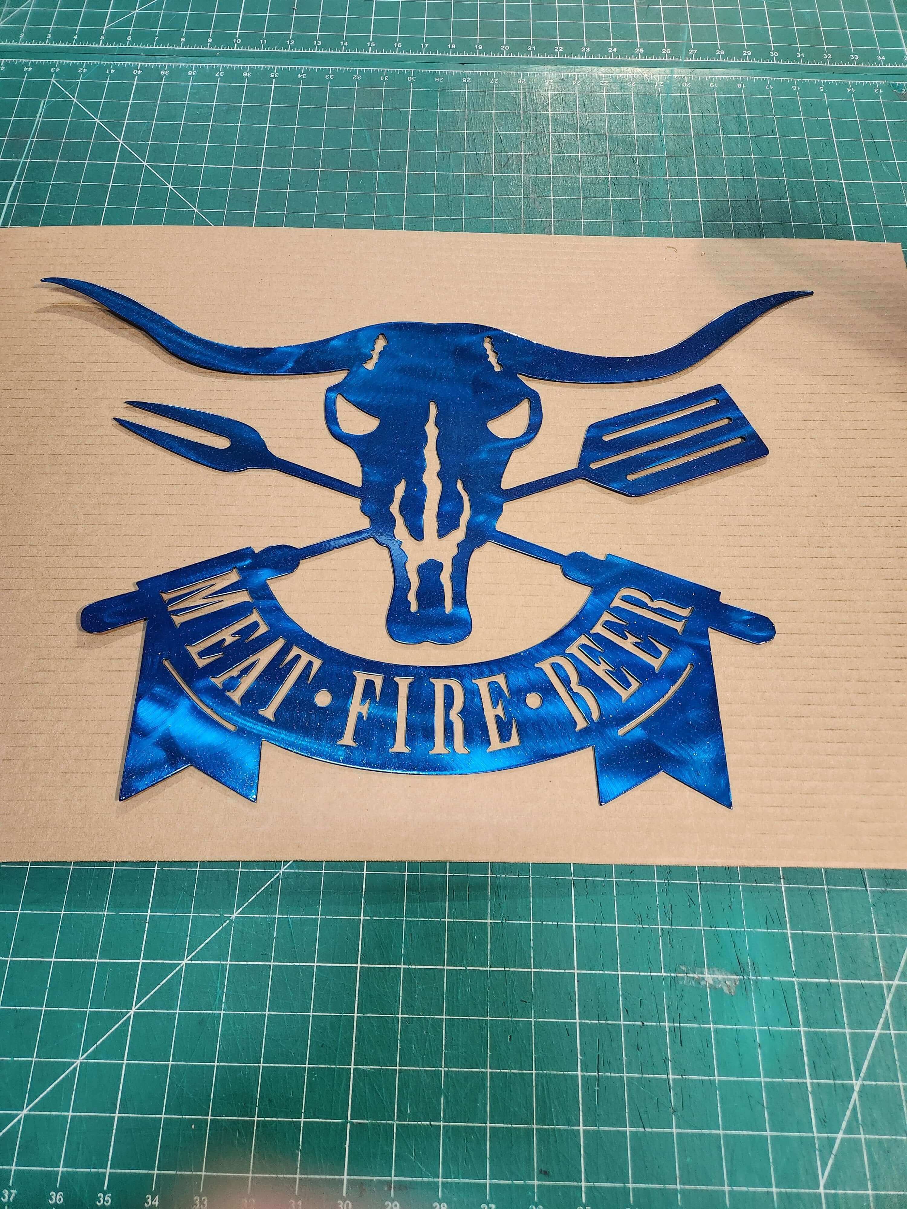 Custom Meat Fire Beer Metal Sign