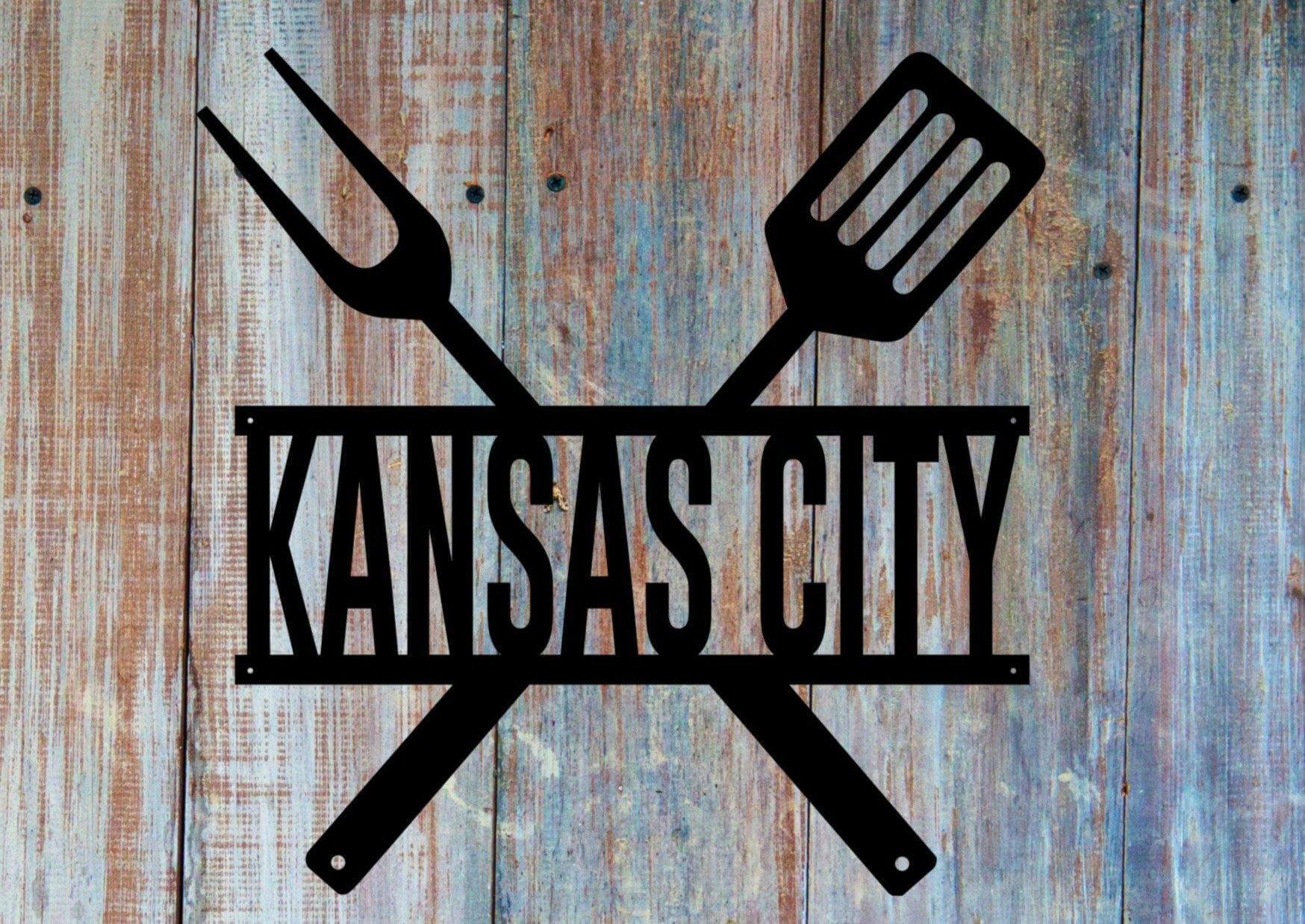 Kansas City BBQ Metal Barbecue Sign