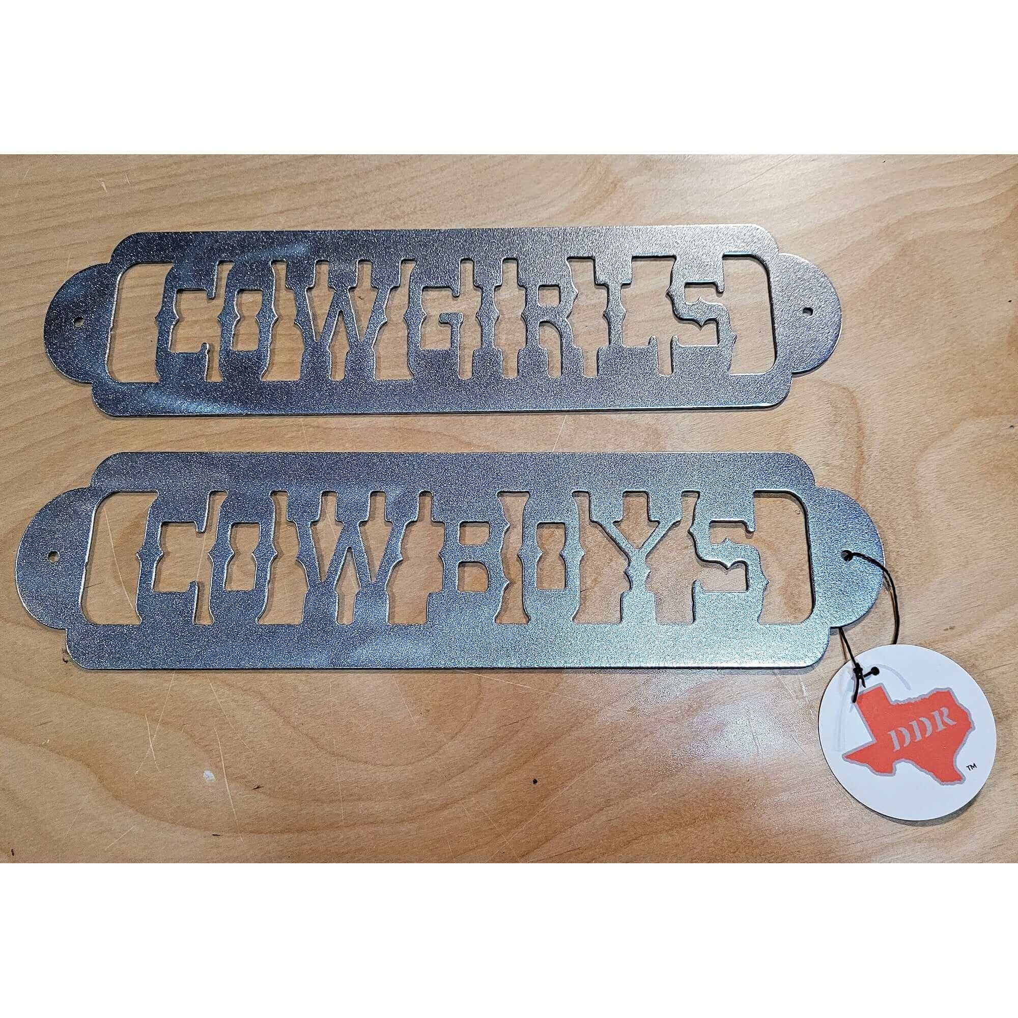 Cowboys and Cowgirls Metal Bathroom Signs