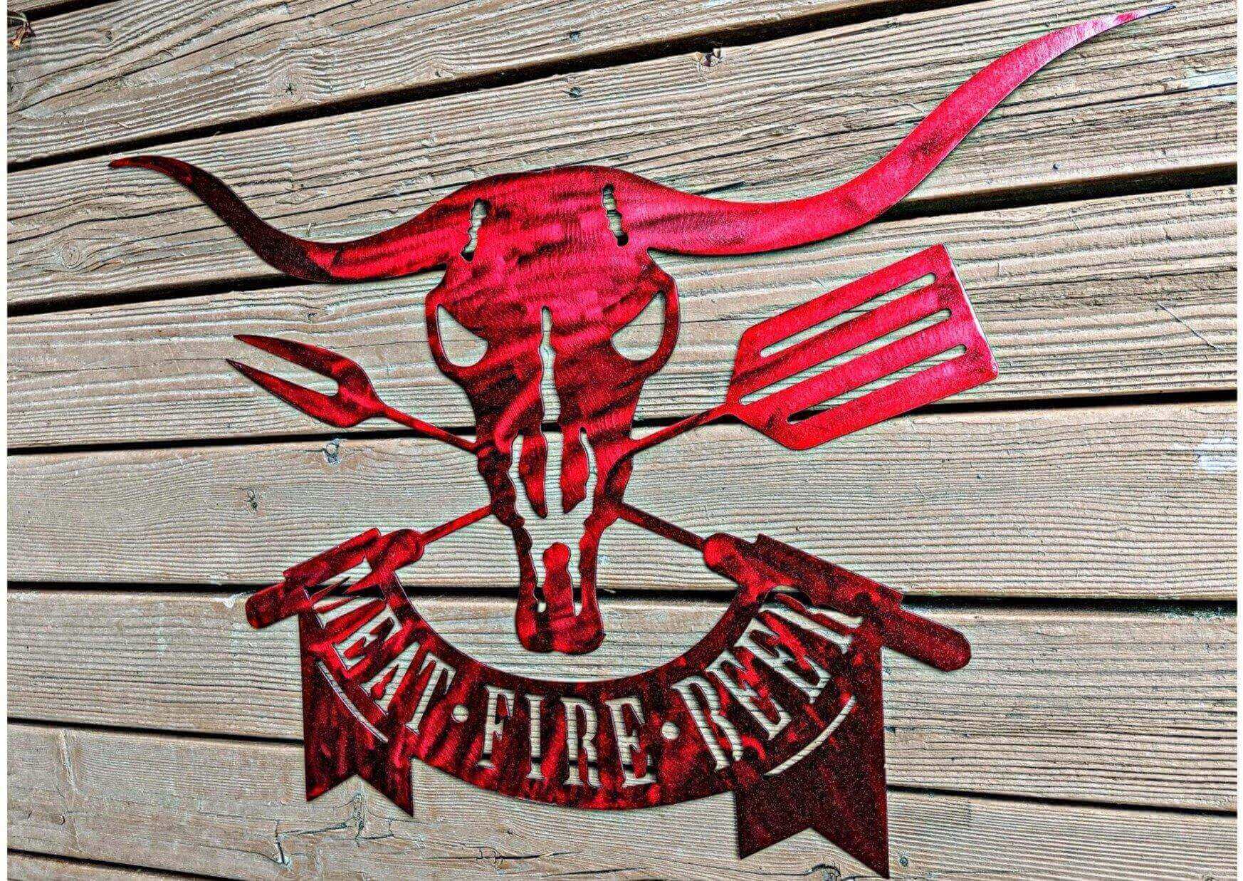 Custom Meat Fire Beer Metal Sign