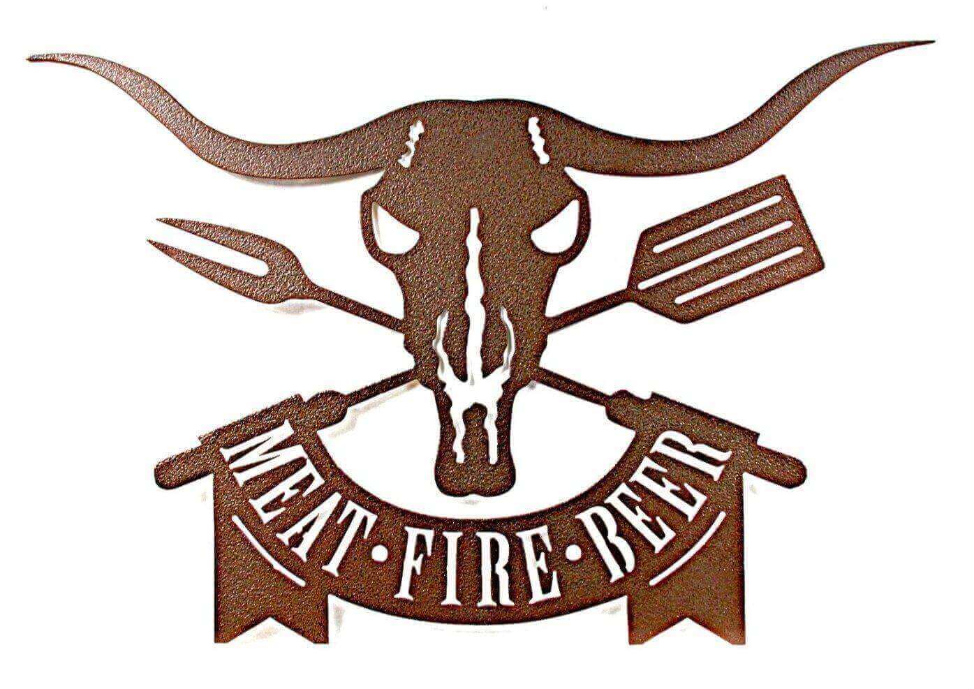 Custom Meat Fire Beer Metal Sign