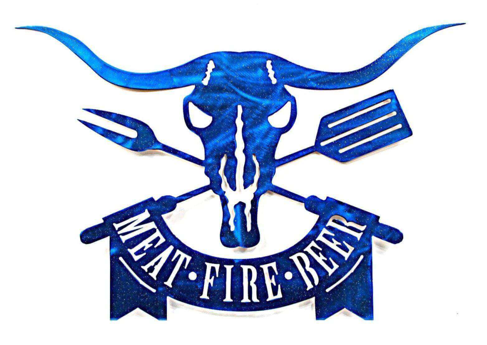 Custom Meat Fire Beer Metal Sign