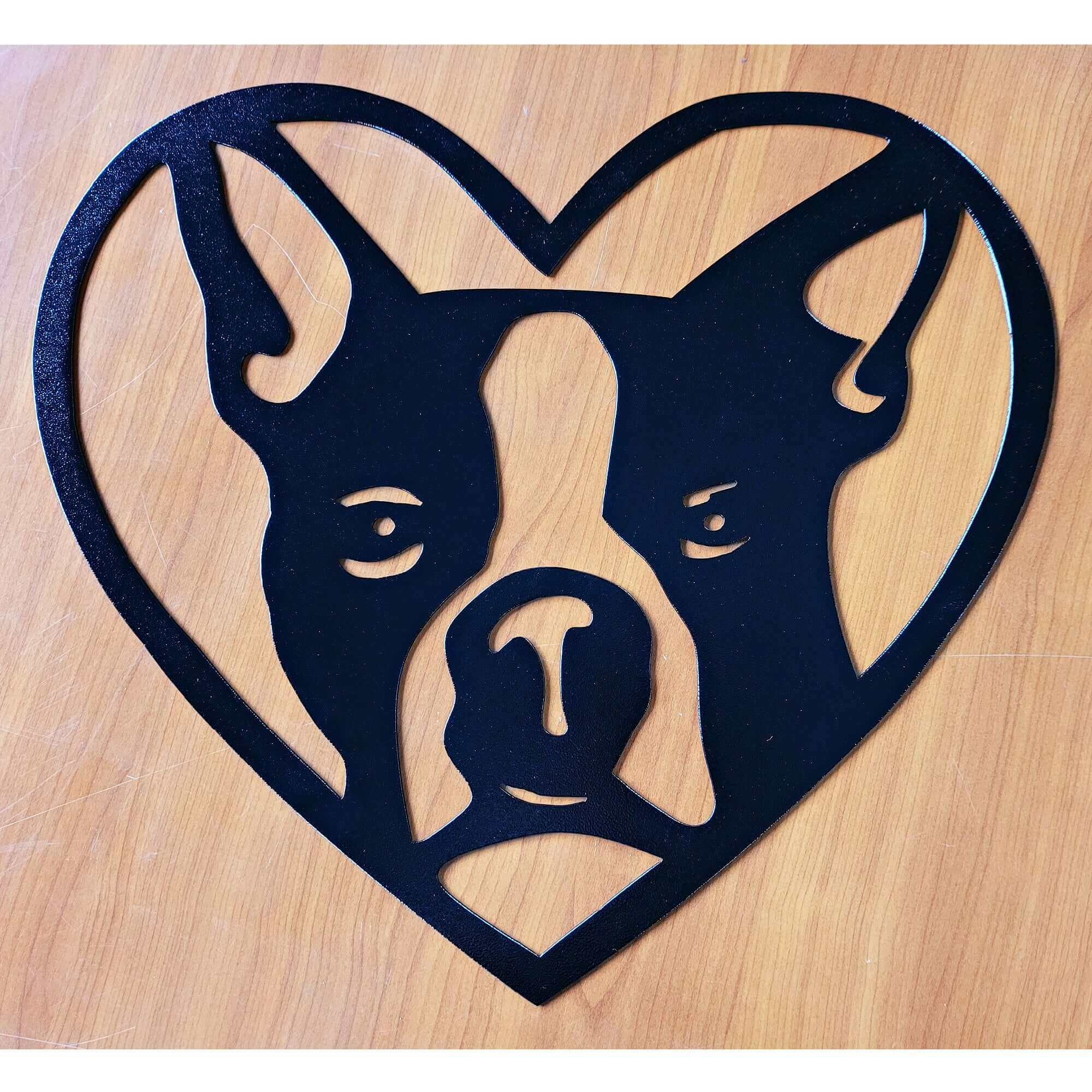 Boston Terrier in Heart Metal Sign