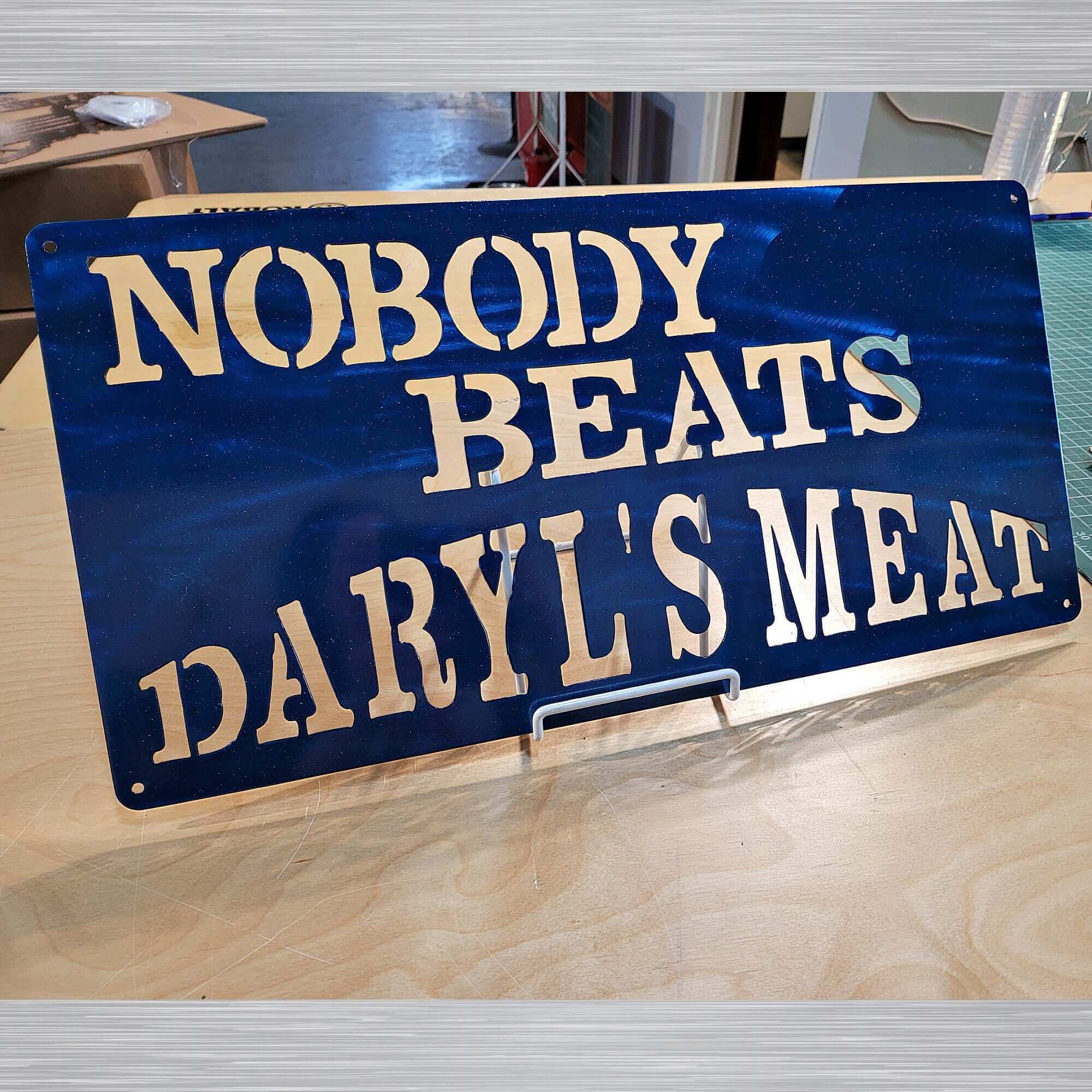 Custom Nobody Beats My Meat Metal Barbecue Sign