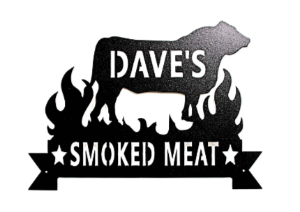 BBQ Smokehouse Steer Metal Sign