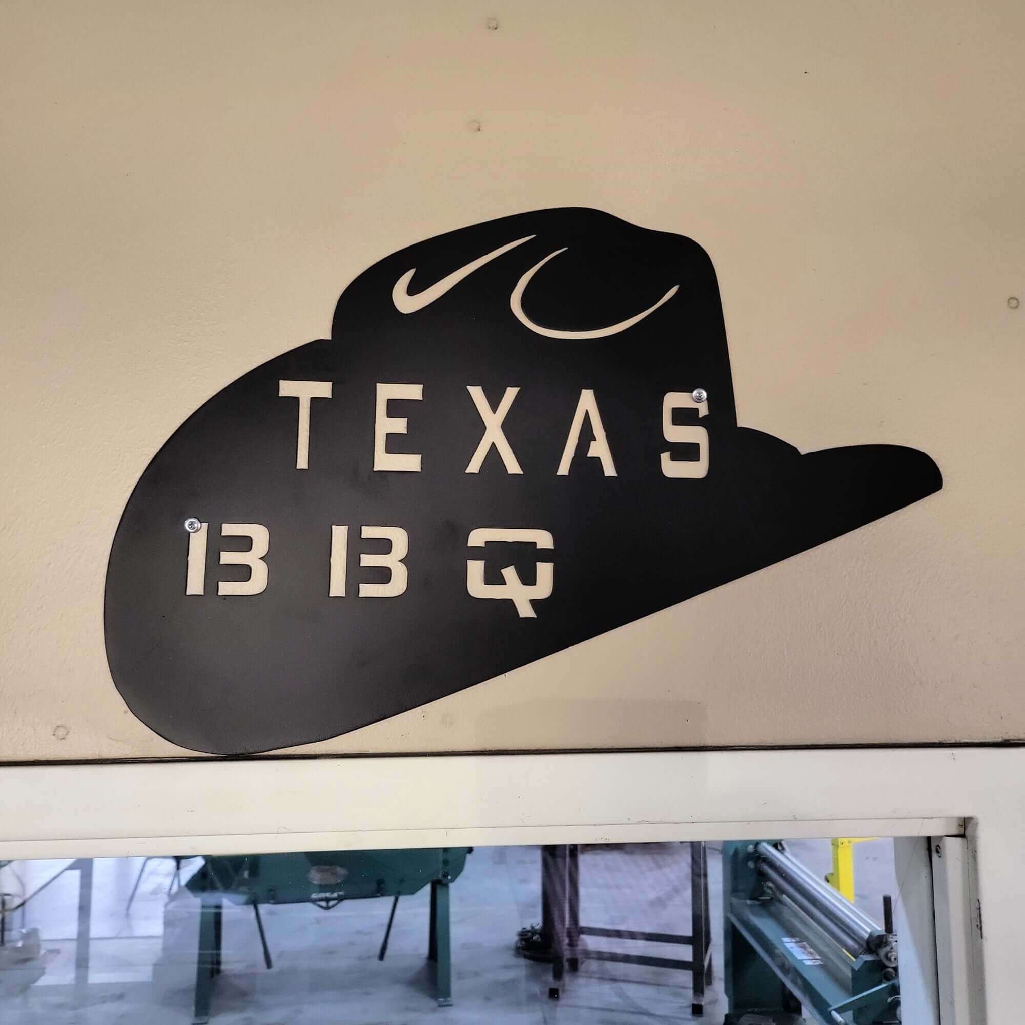 Texas BBQ Hat  Metal BBQ Sign