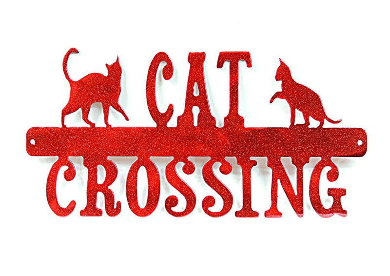 Cat Crossing Metal Sign
